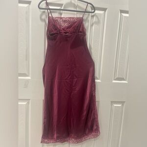 Victoria's Secret Red Satin Chemise with Lace Detail